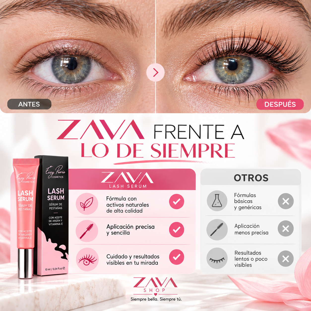 PESTAÑAS MÁS LARGAS, DENSAS Y FUERTES