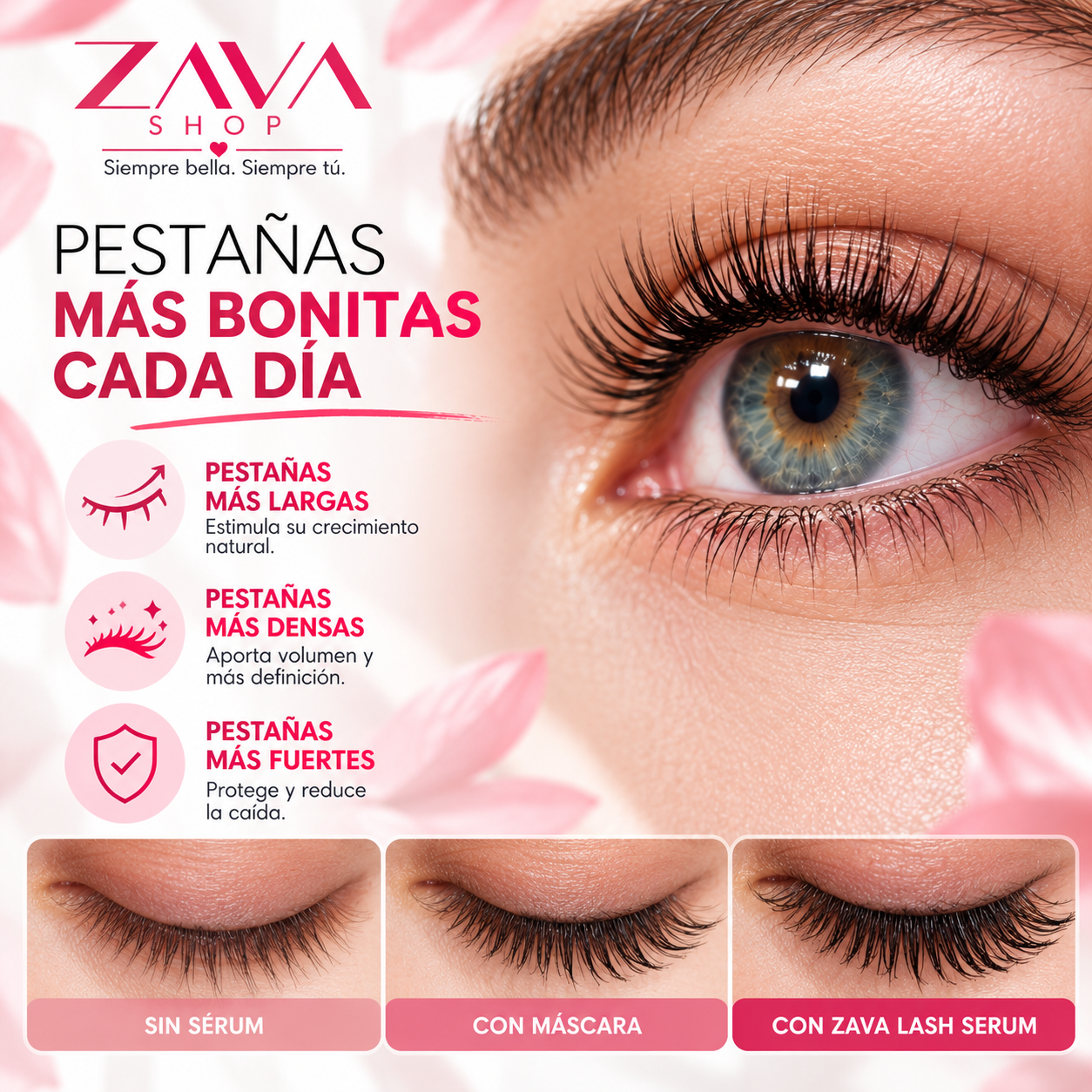 PESTAÑAS MÁS LARGAS, DENSAS Y FUERTES
